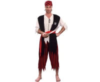 Role-play set for adult Caribbean Pirate (shirt with vest, belt, pants, headpiece), size 52